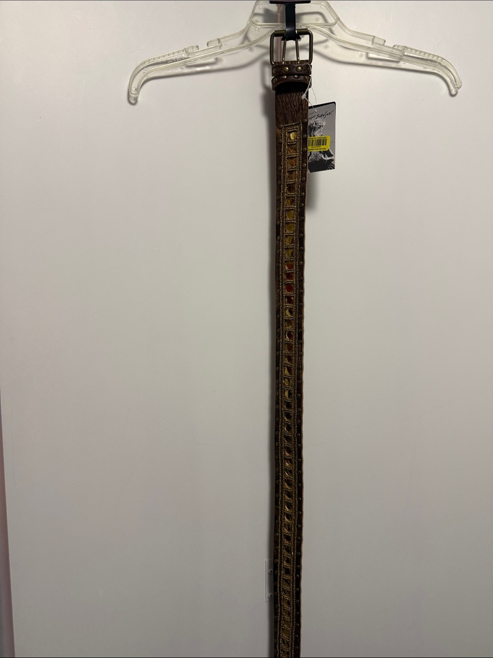 Betsey Johnson Brown Leather Studded Embellished Belt
